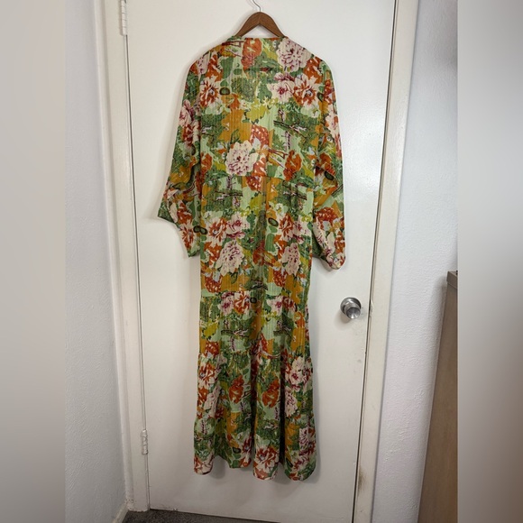 Anthropologie floral, green, orange, yellow, kimono, duster. O/S - Picture 6 of 6